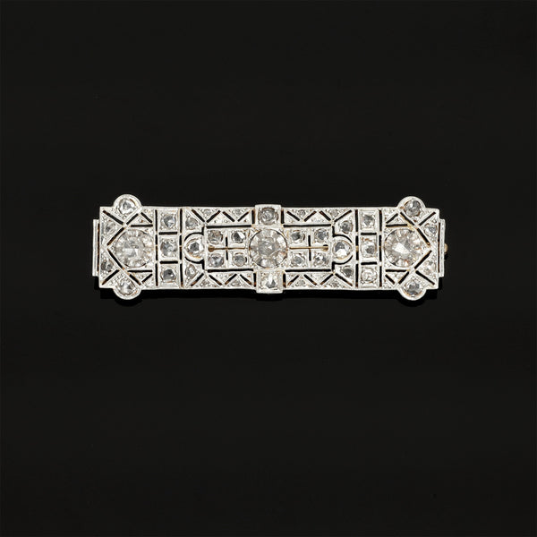 Antique Platinum 3.6CT Rose Cut Diamond Brooch - Pretty Different Shop