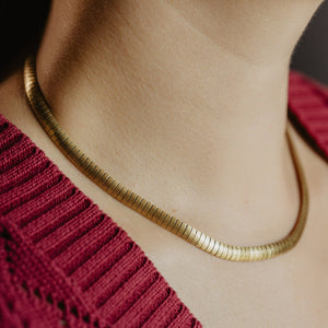 14K Brushed Gold Vintage Omega Chain Necklace