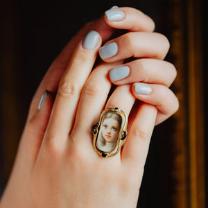 Antique French Portrait Miniature Ring - Pretty Different Shop