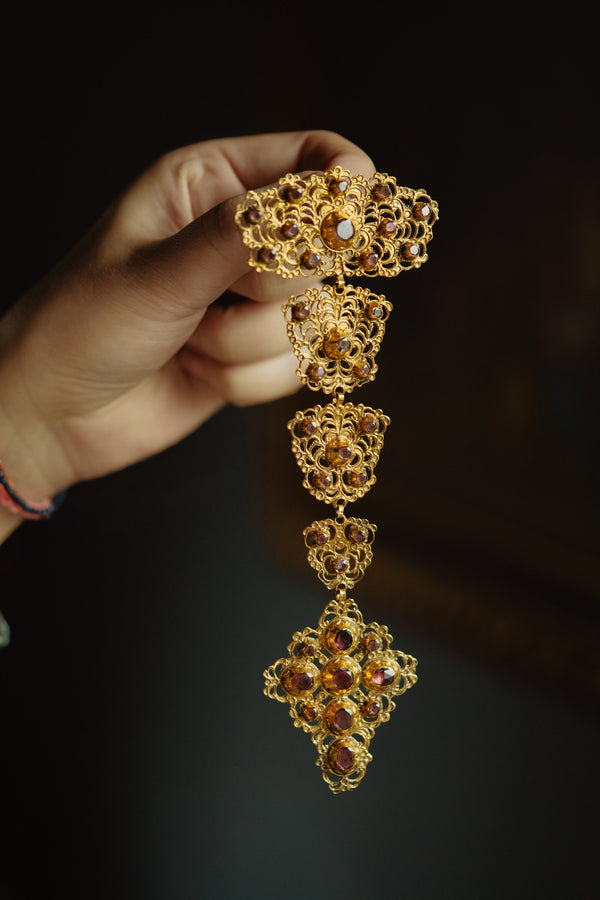 COLLECTORS ITEM Antique Italian 18th Century Cross Garnet Necklace - Pretty Different Shop