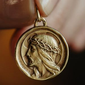 Art Deco 1940s Jesus Christ Religious Medal by Augis