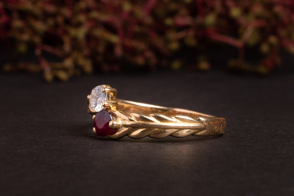Vintage French Ruby and Diamond Toi Et Moi Ring - Pretty Different Shop
