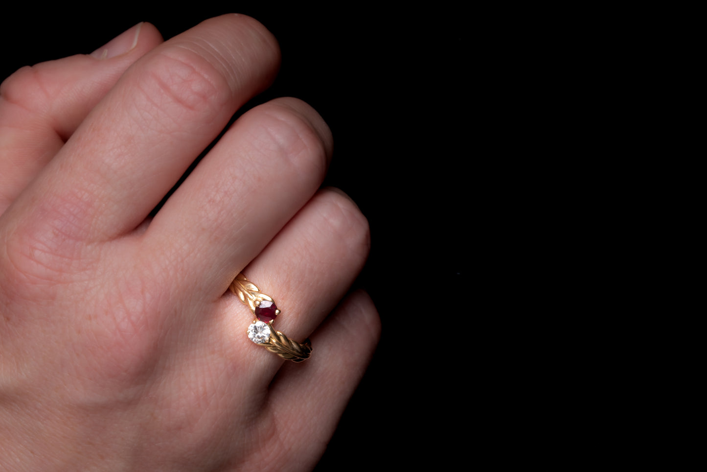 Vintage French Ruby and Diamond Toi Et Moi Ring - Pretty Different Shop